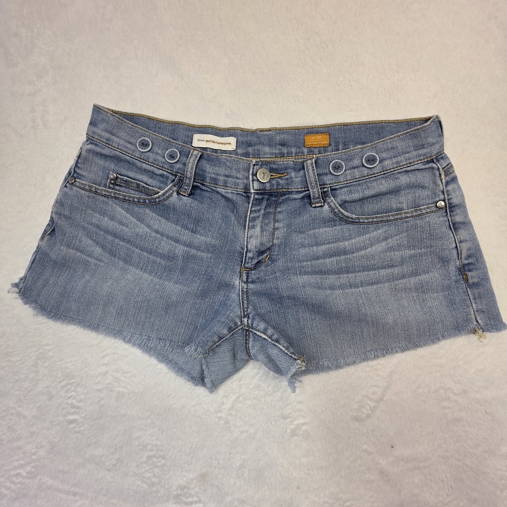 Pilcro Anthropologie Denim Shorts Womens 28 Low Rise Straight Frayed